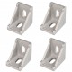Set of 4 L-Shaped Corner Joint Brackets (for Profile 3030 Aluminium T-Slot Profiles) Aluminium Strut Profiles