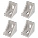 4er Set L-Form Eckverbinder Aluminium (für 30 mm Aluminium-Konstruktionsprofile) Alu Systemprofile