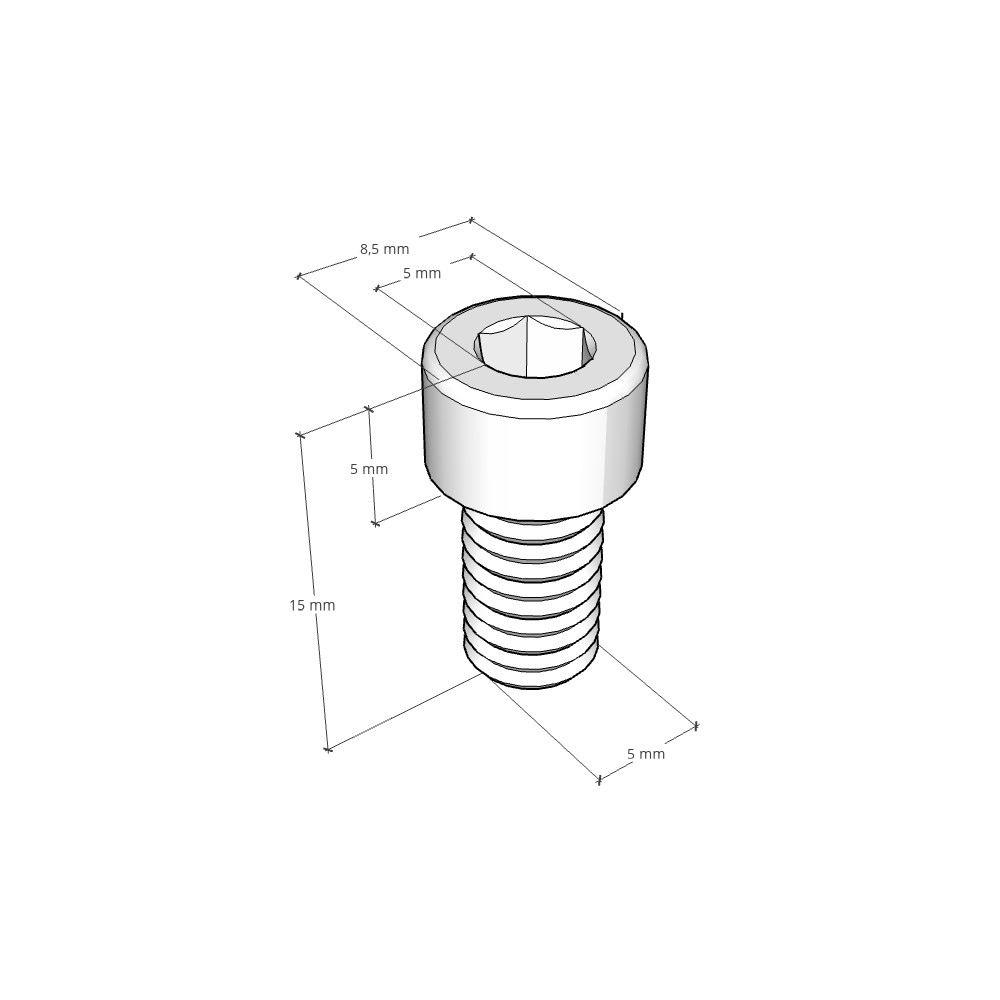 20er Set M5 Inbusschlüssel 10 mm Schrauben (DIN 912)